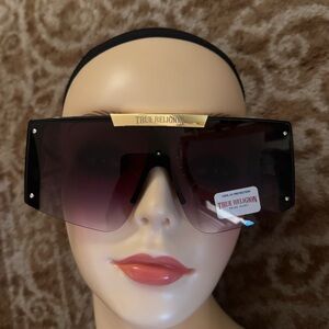 True Religion monogram sunglasses gold logo hardware oversized